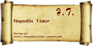 Hegedűs Timur névjegykártya